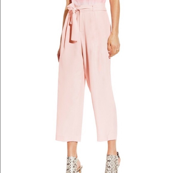 Vince Camuto Pants - Vince Camuto Pink Belted Crop Pants